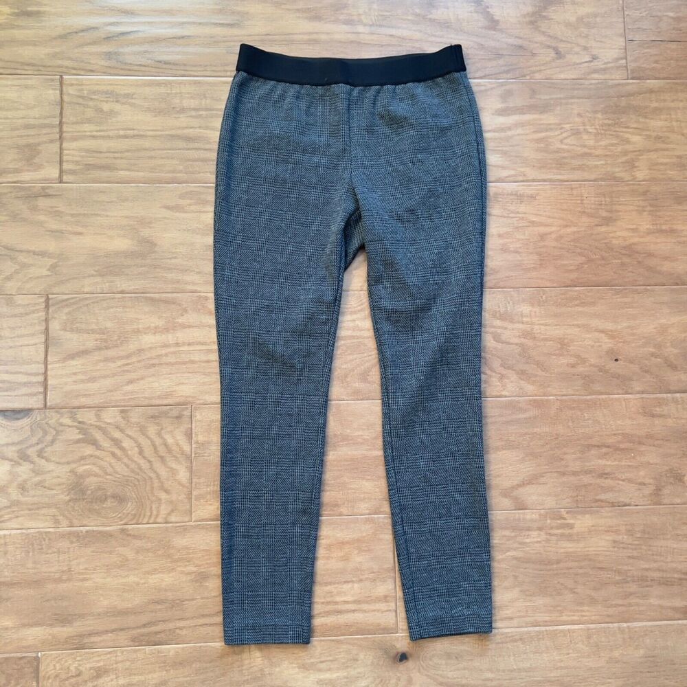 Talbots Soho Leggings Size 4P Petite Ponte Plaid Gray Black